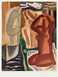 Två badande kvinnor och en brofigur  – Leo Gestel 60x80 cm Vit kant