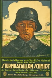 Stormbataljon Schmidt; Tyska män utgjuter ditt hemland! Kliv in i ... puben. Berlin, 1917