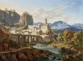 Utsikt över Atrani nära Amalfi. 1834