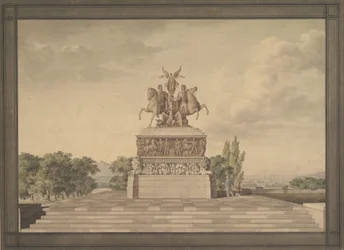Design för ett monument över Victory of Waterloo recto..., 1815.