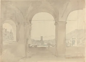 Panorama över Tivoli från en Loggia