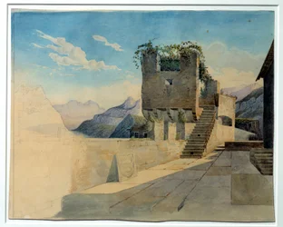 Värdshusets terrass. Målning av Leo Von Klenze (1784-1864)