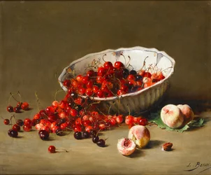 En skål med körsbär, ca 1900