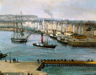 Utsikt över hamnen i Dieppe Målning av Leon Auguste Asselineau (1808-1889) Runt 1860 Musee de Dieppe (Seine maritime)