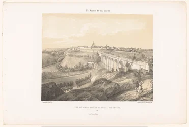 Utsikt över Dinan och viadukten över floden Rance Vue de Dinan prize de la Vallée des Noyers (titel på objekt) Contemporary France (serietitel) La France de nos jours (serietitel på objekt)