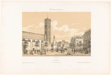 Utsikt över Place Bisson i Lorient Lorient. Vue de la place Bisson (titel på objekt) Contemporary France (serietitel) La France de nos jours (serietitel på objekt)
