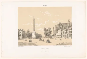 Utsikt över Place Maréchal-Foch och Cours Saint-Pierre i Nantes Nantes. Cours St. Pierre (titel på objekt) Contemporary France (serietitel) La France de nos jours (serietitel)