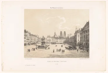 Utsikt över Place du Martroi i Orléans Place du Martroi à Orleans (titel på objekt) Contemporary France (serietitel) La France de nos jours (serietitel på objekt)