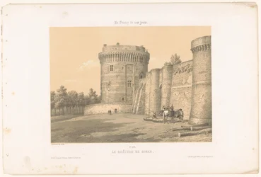 Utsikt över ett av tornen på slottet Dinan Le château de Dinan (titel på objekt) Contemporary France (serietitel) La France de nos jours (serietitel på objekt)