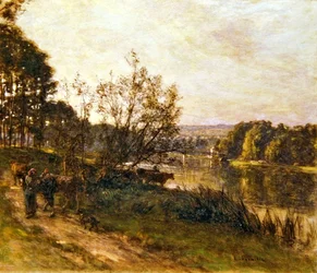 River Crossing (färgade kritor och pastell på papper)