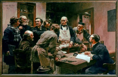 Une Lecon De Claude Bernard (olja på duk)