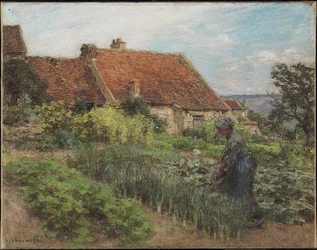 Watering the Garden, 1900 (pastell på vävt papper monterat på duk)