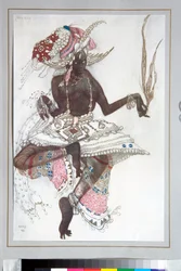 Ballets russes - Kostym designad av Leon Bakst (1866-1924) för baletten ""The Blue God"" av Michel Fokine