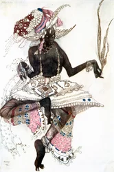 Bayadere kostymdesign för Le Dieu Bleu The Blue God, 1911