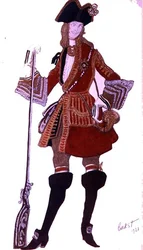 Kostymdesign för Prince Charming Hunting, från Sleeping Beauty