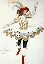 Kostymdesign för The Pageboy of the Fairy Humming Bird, från Sleeping Beauty
