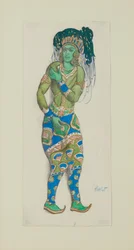Kostymdesign för Ballet Blue God av R. Hahn, 1910.