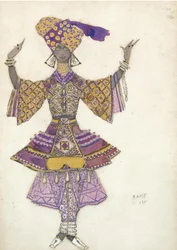 Kostymdesign för Ballet Blue God av R. Hahn, 1911