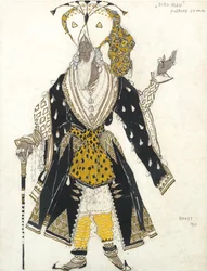 Kostymdesign för Ballet Blue God av R. Hahn, 1911