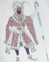 Kostymdesign för Ballet Blue God av R. Hahn, 1912