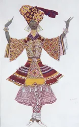 Kostymdesign för Ballet Blue God av R. Hahn, 1912
