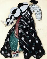 Kostymdesign för baletten ""La Legende de Joseph"" av R. Strauss - Bakst, Leon (1866-1924) - 1914 - Akvarell, Gouache på papper - 33x28 - Privat samling