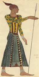Kostymdesign för baletten Cleopatra av A. Arensky, 1912.