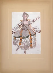 Kostymdesign för baletten Törnrosa av P. Tchaikovsky, 1921