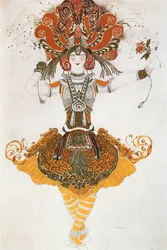 Eldfågelns kostym (för T (gouache, guld på papper)