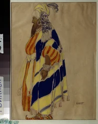 Kostymdesign för baletten ""Islamey"" av Mily (Mili, Milli) Alexeyevich Balakirev (1837-1910). Teckning av Leon Bakst (1866-1924). Tempera på papper State Georgian Art Museum, Tiflis (Tbilisi).