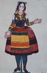 Italiensk docka. Kostymdesign för baletten The Magic Toy Shop av G. Rossini, 1919