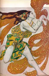 Narcisse: En Bacchante. Kostymdesign för dansen Narcisse, 1911