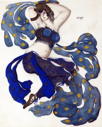 Odalisk. Kostymdesign för baletten Sheherazade av N. Rimsky-Korsakov - Bakst, Leon (1866-1924) - 1910 - Akvarell, Gouache på papper - 33x28 - Privat samling