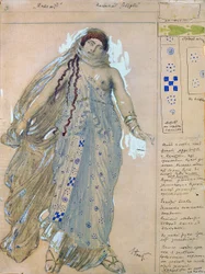 Phaedra. Kostymdesign för dramat Hippolytus av Euripides, 1902