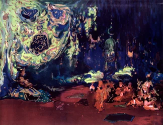 Scenografi för baletten Scheherazade, c1913