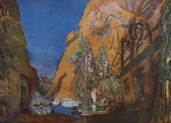 Scenografi för Ballet Blue God av R. Hahn, 1912