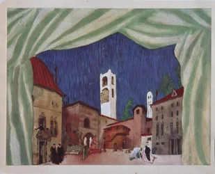 Scenografi för baletten Kvinnor på gott humör av C. Goldoni, 1917