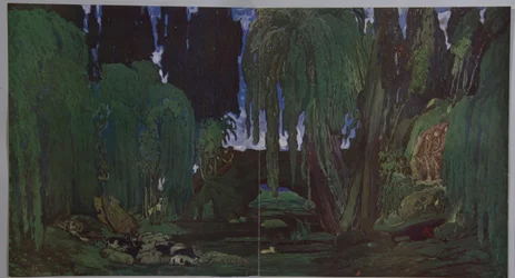 Scenografi för baletten Narcisse av N. Tcherepnin, 1911
