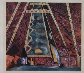 Scenografi för baletten Thamar av M.A. Balakirev, 1912