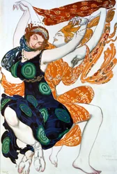 Two Bacchantes, kostymdesign för en Ballets Russes-produktion av Tcherepnins Narcisse, 1911