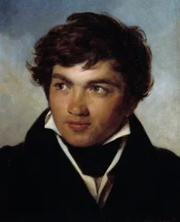 Porträtt av målaren Achille Michallon (1796-1822) Målning av Leon Cogniet (1794-1880) 1800-talets Orleans, Musee des Beaux Arts