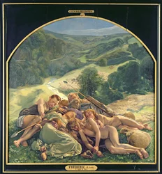 Natt, centrala delen av Triptyken "Guldåldern", 1900 (se 309507 för triptyk)