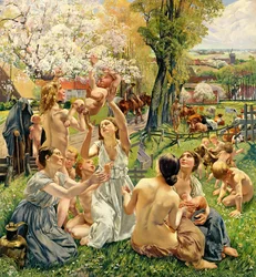 The Morning, vänster panel från triptyken "The Golden Age", 1901 (se 309507 för triptyk)