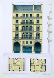 Town House of Italians in Paris, från "Stads- och lanthus baserade på de moderna husen i Paris", ca 1864