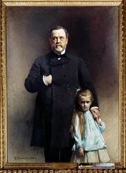Porträtt av den franske läkaren Louis Pasteur (1822-1895) med sin lilla dotter Camille Vallery Radot Målning av Leon Joseph Bonnat (1833-1922) 1886 Paris, musée Pasteur - Porträtt av den franske läkaren Louis Pasteur (1822-1895) med sin grand -dotter, C