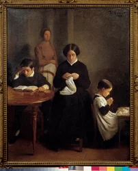 Konstnärens familj Le jeune-bror studerade, medan mamman och systern sysslade. Målning av Leon Bonnat (1833-1922) 1853 Bayonne, Musee Bonnat.