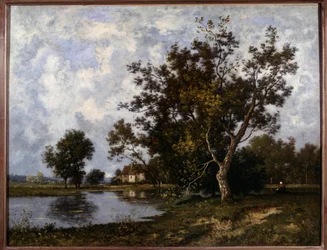 Landskap a la Mare-målning av Leon Richet (1847-1907) 1900-talets privata samling