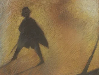 Slutet av en vacker dag, figur i motljus