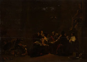 Pashur slår Jeremiah i templet, ca 1648 (olja på pannå)