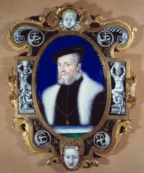Porträtt av Anne de Montmorency Connetable (1493-1567). Målning av Leonard Limosin (1505-1577)